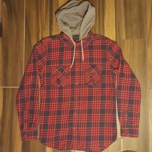 21 Men Long Sleeve Hooded Shirt